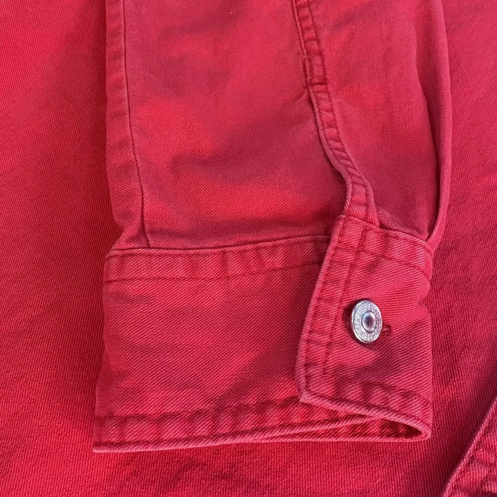 Vintage Levi's Red Tab Shirt 90s Red Denim Metal Buttons Large Western Rodeo